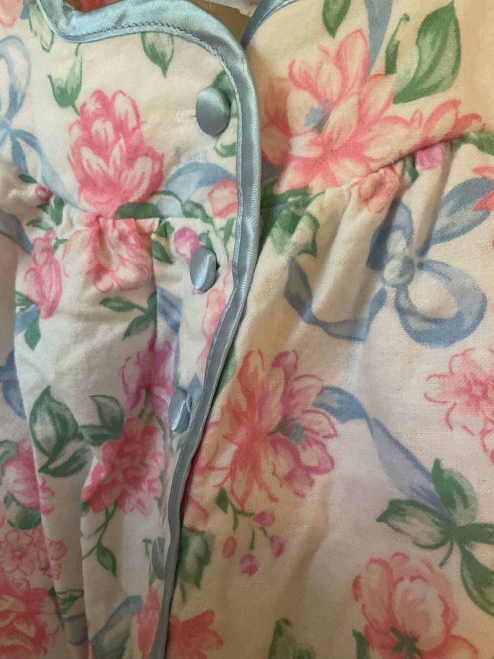 Vintage Floral Long Nightgown nantucket Pink Roses USA made 23” chest cotton - Picture 8 of 12